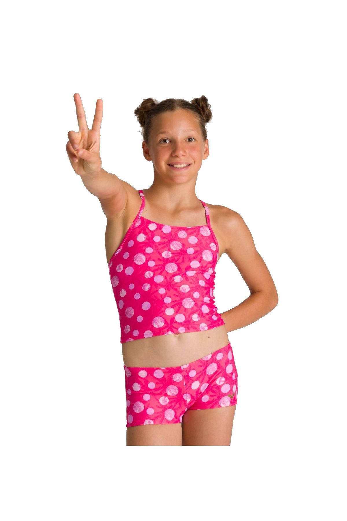 Arena Tropical Summer Jr Tankini Kız Çocuk Çok Renkli Yüzücü Mayosu Pembe Desenli 003085950