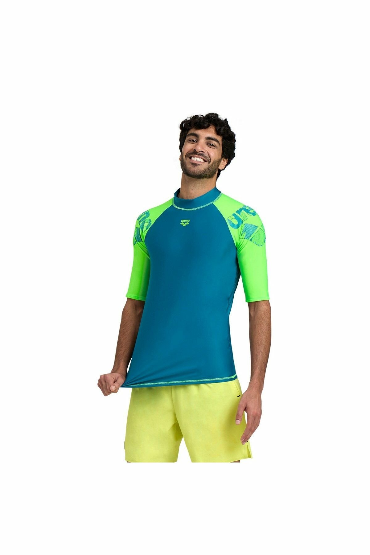 Arena Men's Rash Vest S/S Graphic Erkek Güneş Korumalı Tişört M Beden Turkuaz 006292660