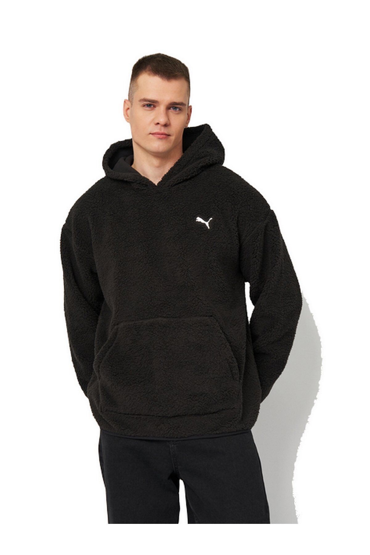 Puma Ess Elevated Sherpa Hoodie Erkek Kapüşonlu Sweatshirt Siyah 68825801