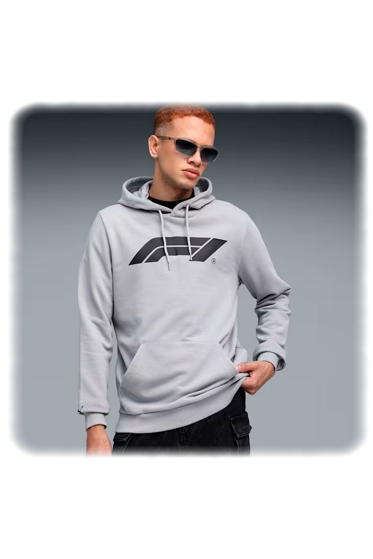 Puma F1 ESS Logo Hoodie Motorsport Erkek Spor Sweatshirt Gri 62585315