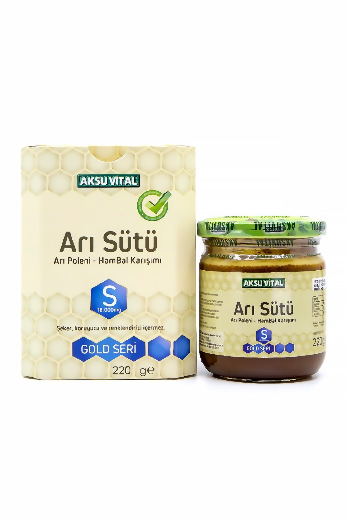 AksuVital Arı Sütü Bal Polen Karışımı (S) 18.000mg Yetişkin 220g