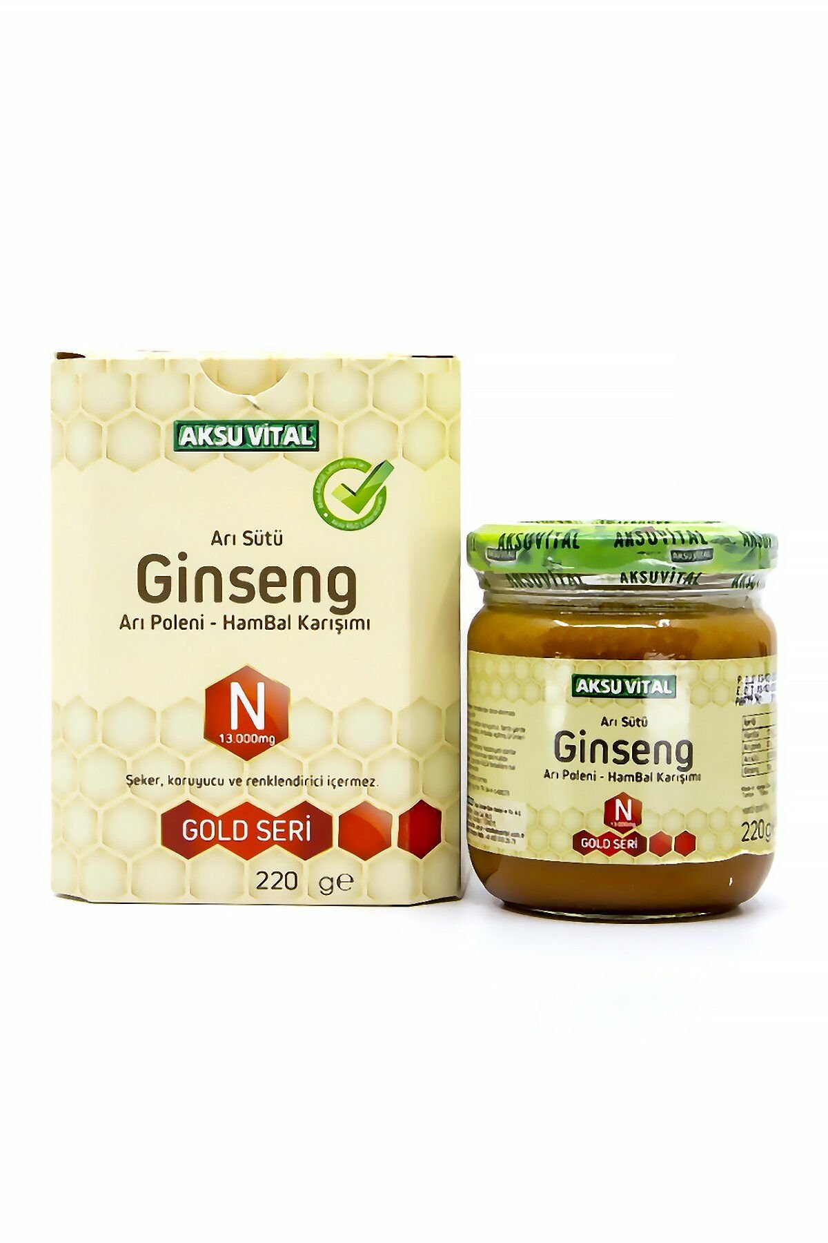 AksuVital Ginsengli Arı Sütü Bal Polen Karışımı (N) 13.000mg 220g