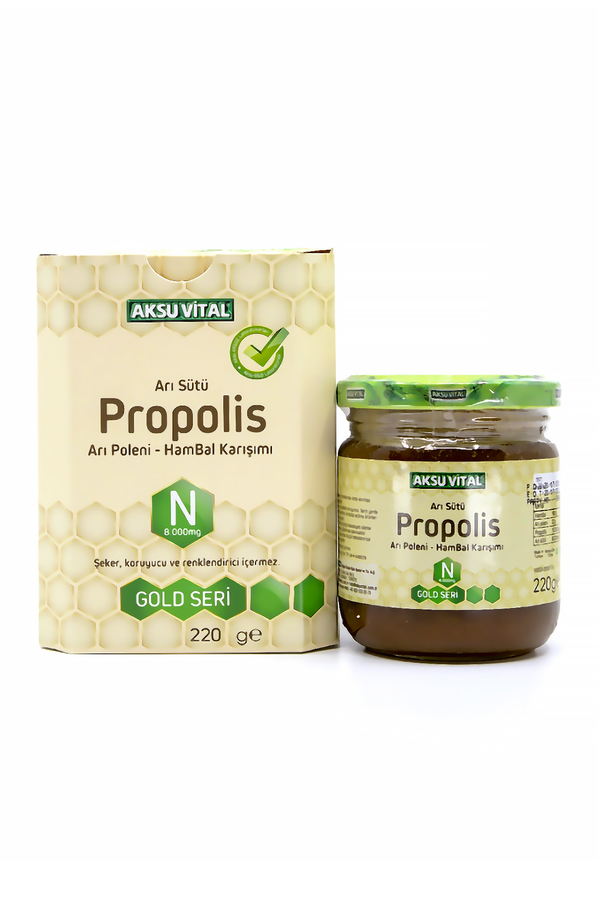AksuVital Propolisli Arı Sütü Bal Polen Karışımı (N) 8.000mg 220g