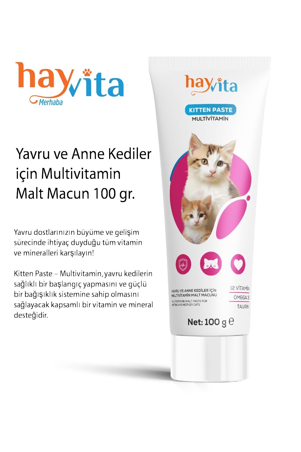 Hayvita Kitten Paste Yavru ve Anne Kediler İçin Multivitamin Malt Macun (Fenni Yem) 100g