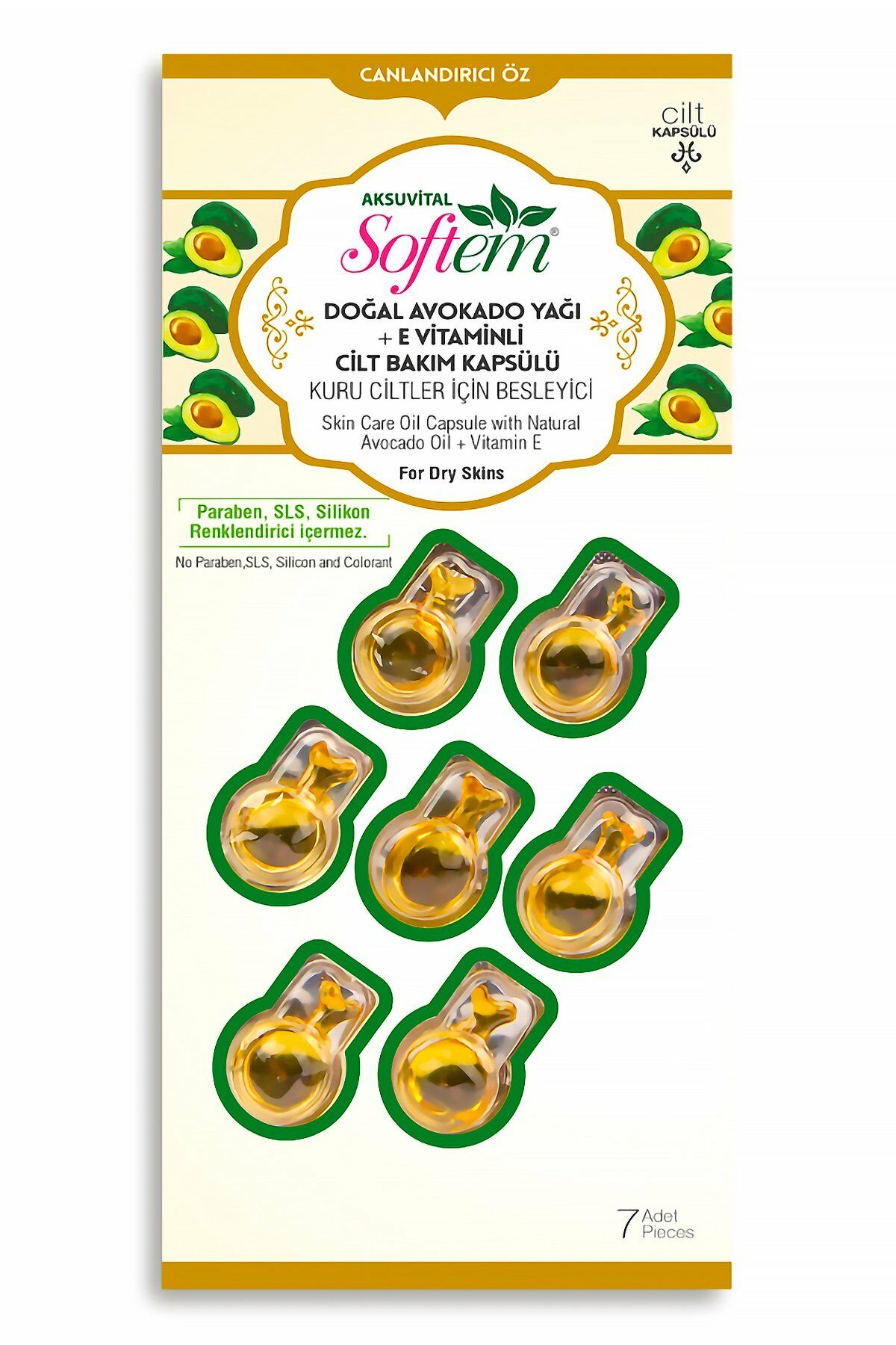 AksuVital Softem Doğal Avokado Yağı + E Vitaminli Cilt Bakım Kapsülü