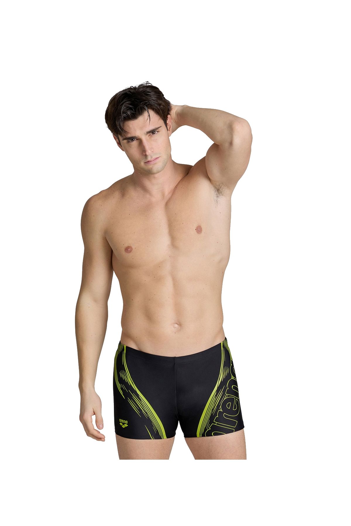 Arena Men's Swim Short Graphic Erkek Yüzücü Kısa Şort Siyah 85 Beden 005535560