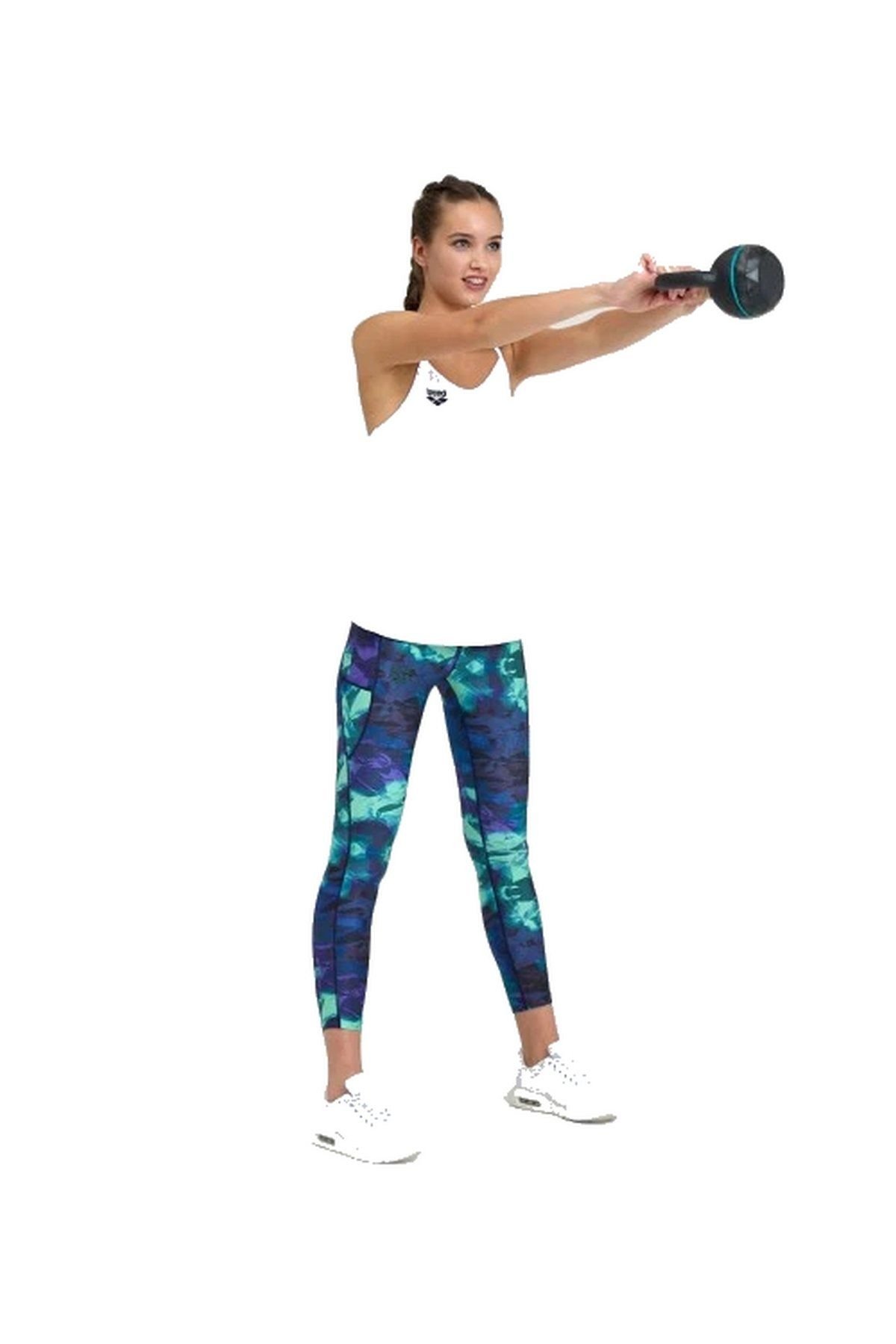 Arena Women's 7/8 Tight Panel Allover Bayan Günlük Tayt Yeşil/Desenli 005720660