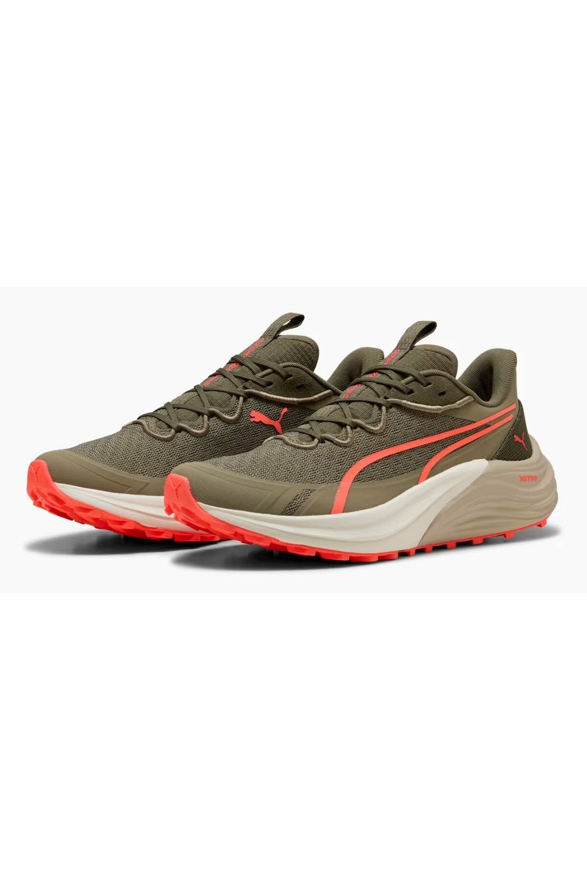 Puma Electrify NITRO 4 Trail Erkek Günlük Yürüyüş Ayakkabısı Yeşil/Kırmızı 31079105