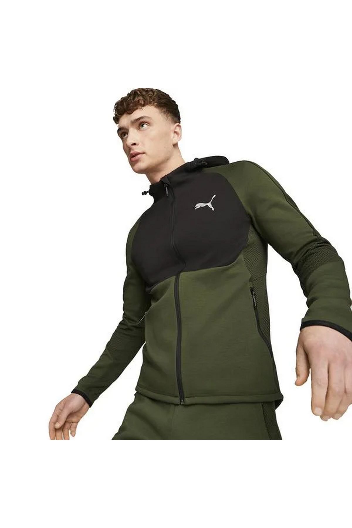 Puma Evostripe Full-Zip Hoodie DK Myrtle Sweatshirt Unisex Yeşil/Siyah 67593031