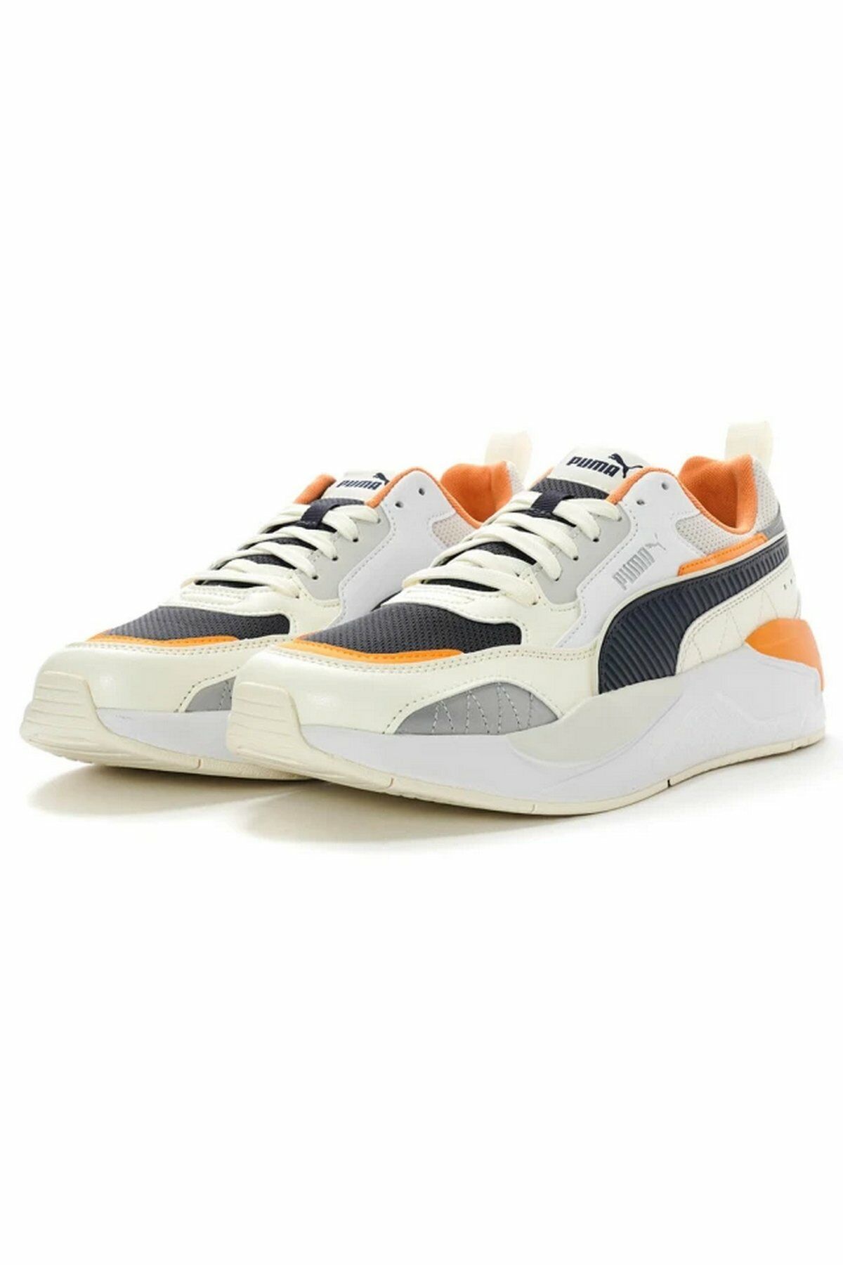 Puma X-Ray 2 Square White-Navy White-Clementine Erkek Spor Ayakkabı Beyaz 37310884 45