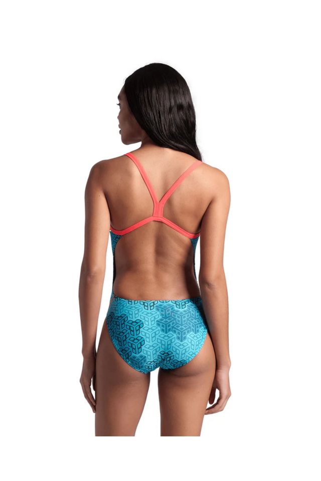 Arena Woman's Arena Camo Kikko Swimsuit Challenge Bayan Mayo Mavi/Kırmızı 007160480