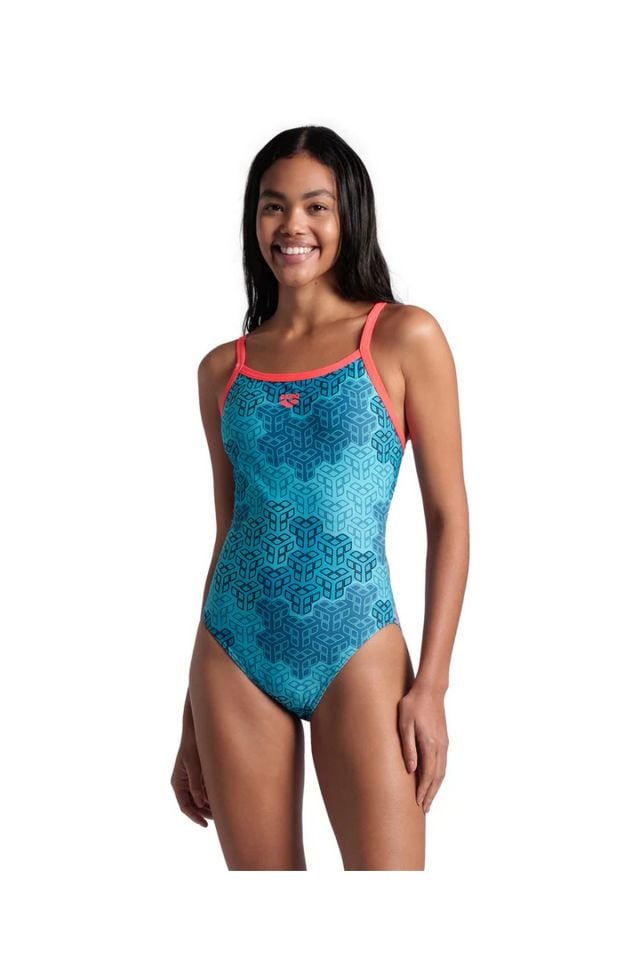 Arena Woman's Arena Camo Kikko Swimsuit Challenge Bayan Mayo Mavi/Kırmızı 007160480