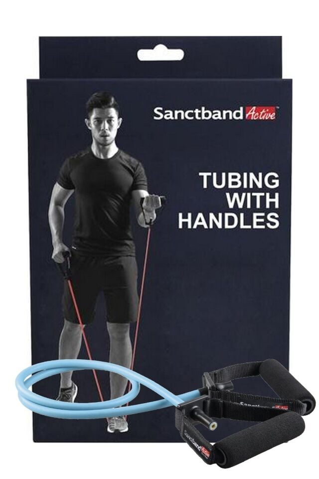 Sanctband Resistive Exercise Tubing Handles TH015S-DASA0 Teal Extra Heavy