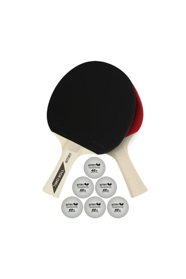 Butterfly 85106 Timo Boll 6 Top + 2 Raket M.Tenisi Set