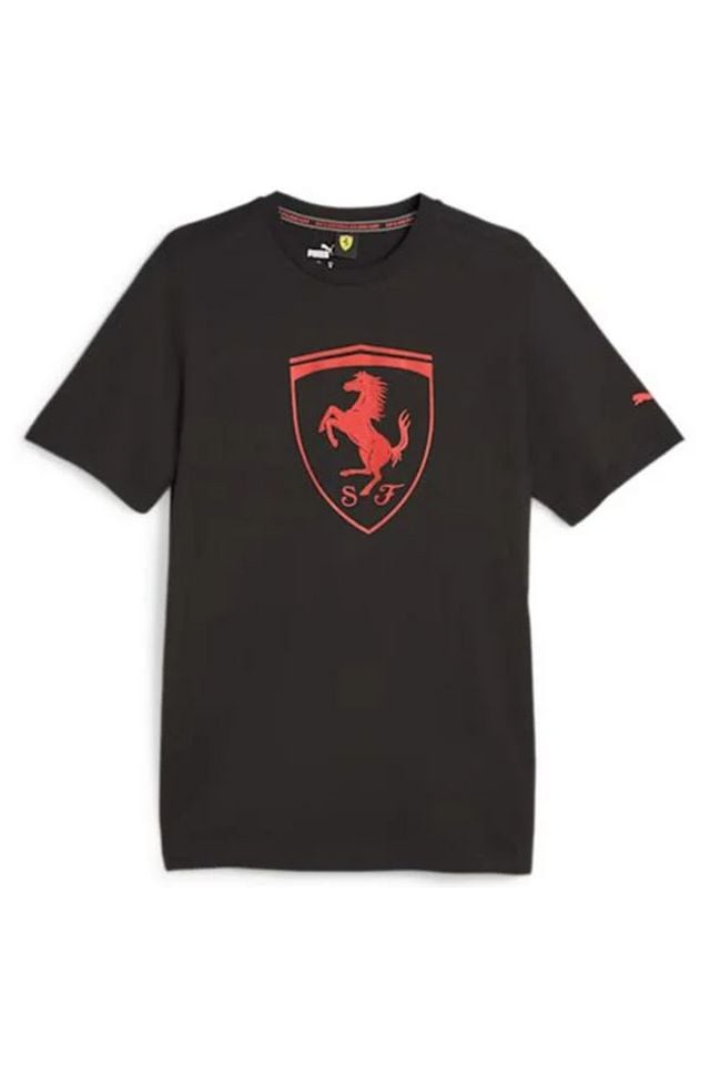 Puma Ferrari Race Tonal Big Shield Tee Puma-Black Unisex Günlük Tişört Siyah 62095101