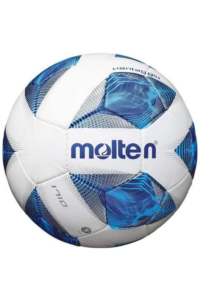 Molten F5V1710 Parlak Deri El Dikişli Tüm Zeminler No 5 Futbol Topu Beyaz/Mavi