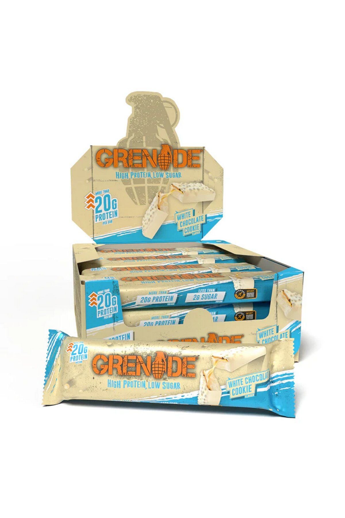 Grenade White Chocolate Cookie Flavour Protein Bar 60g x 12 Adet