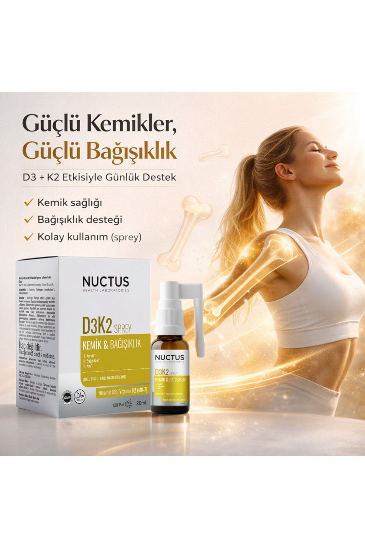 Nuctus D3K2 Kemik & Bağışıklık Desteği Sprey 20ml