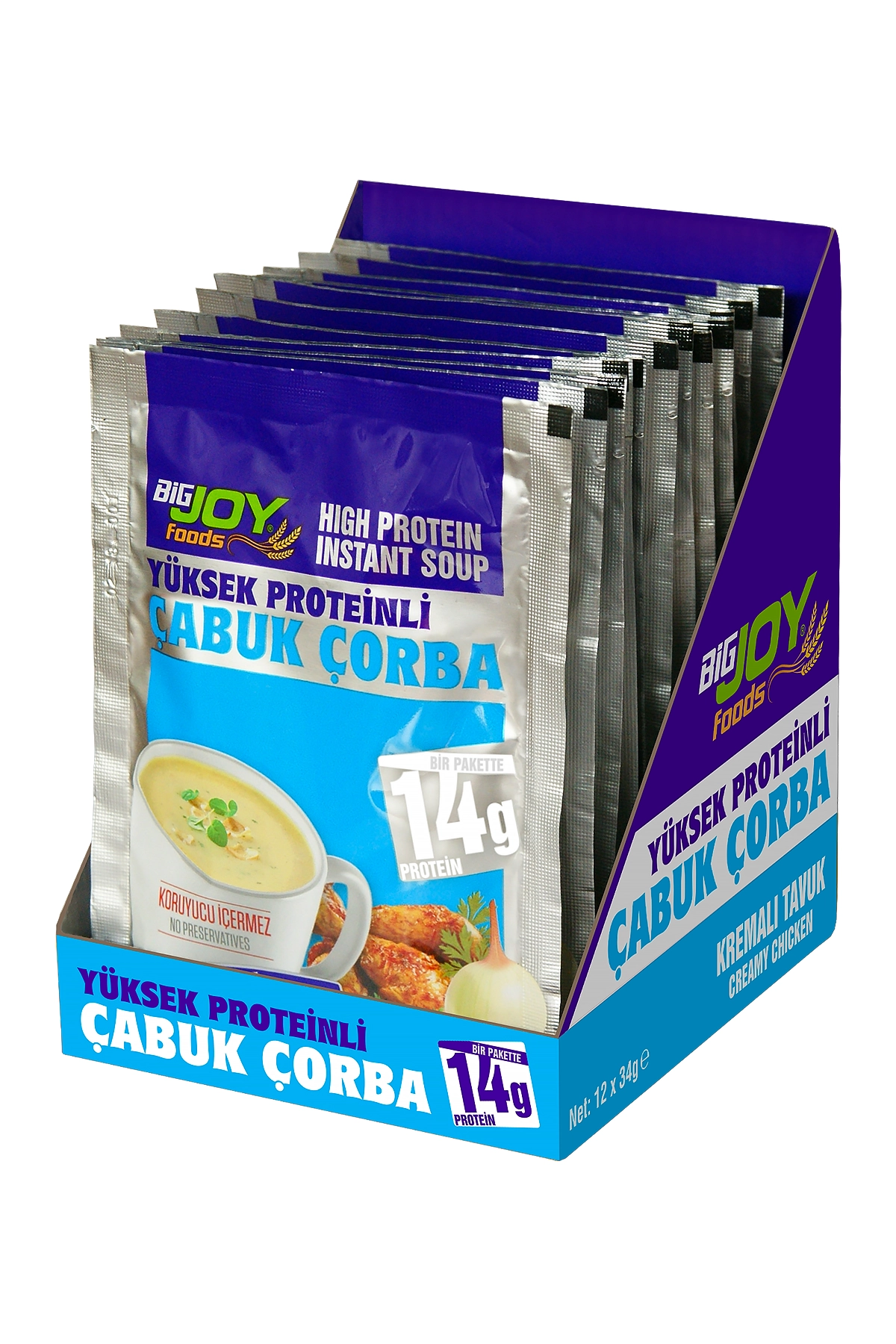 BigJoy Foods Yüksek Proteinli Çorba Kremalı Tavuk 34g x 12 Adet