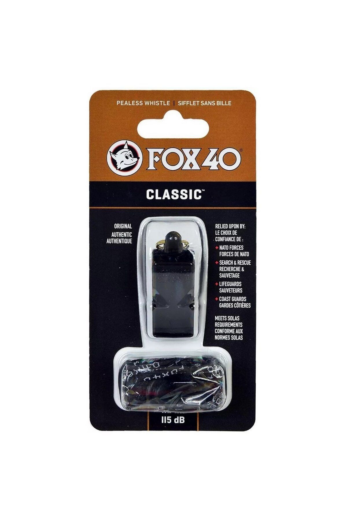 FOX40 9903-0008 Classic Safety Lanyard 115 db İpli Düdük Siyah