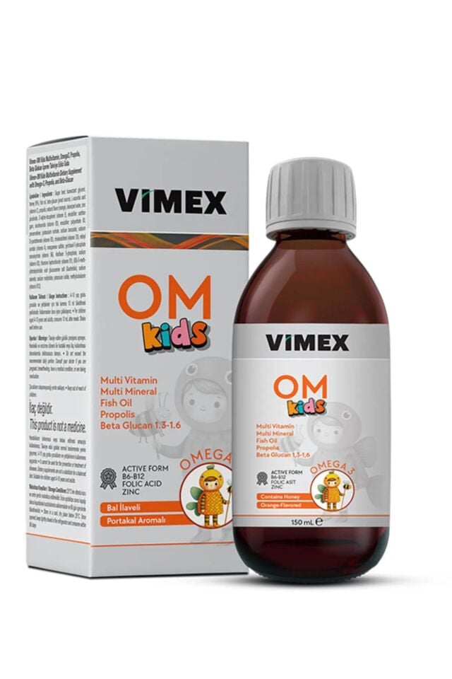 Vimex OM Kids Çocuklar İçin Omega3 Şurup Bal & Portakal 150ml
