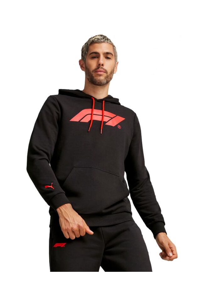 Puma F1 ESS Logo Hoodie Erkek Kapüşonlu Sweatshirt Siyah 62585301