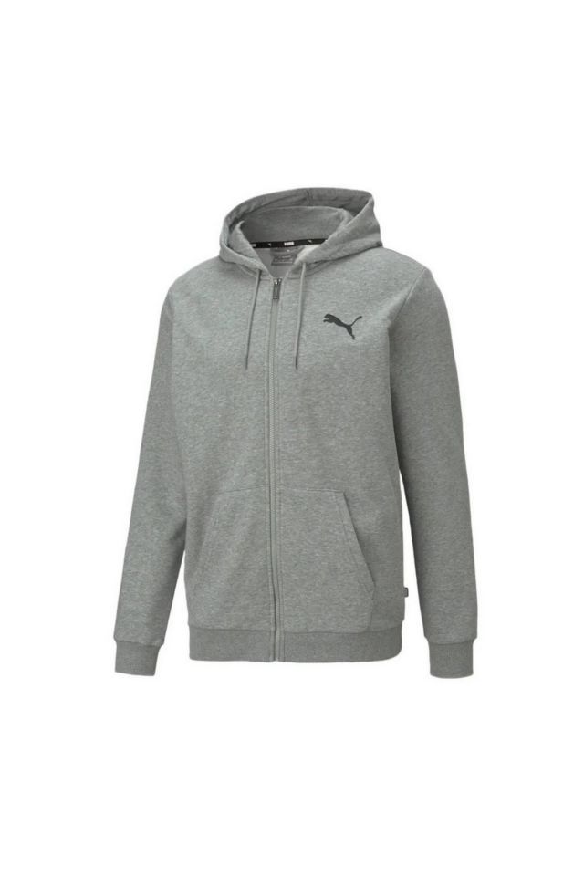 Puma ESS Small Logo FZ Hoodie TR Medium Gray Heather-Cat Erkek Sweatshirt Gri 58670453