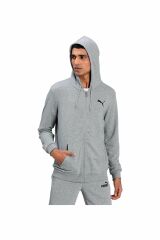Puma ESS Small Logo FZ Hoodie TR Medium Gray Heather-Cat Erkek Sweatshirt Gri 58670453 XL