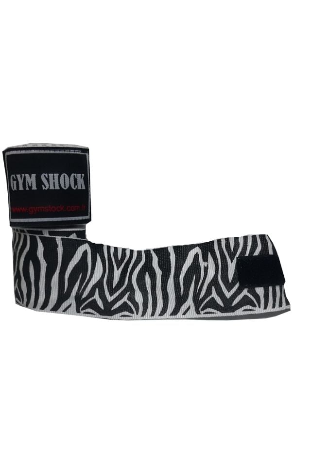 Gym Shock 3.5 m Boks Bandajı Zebra Desenli Siyah Zemin