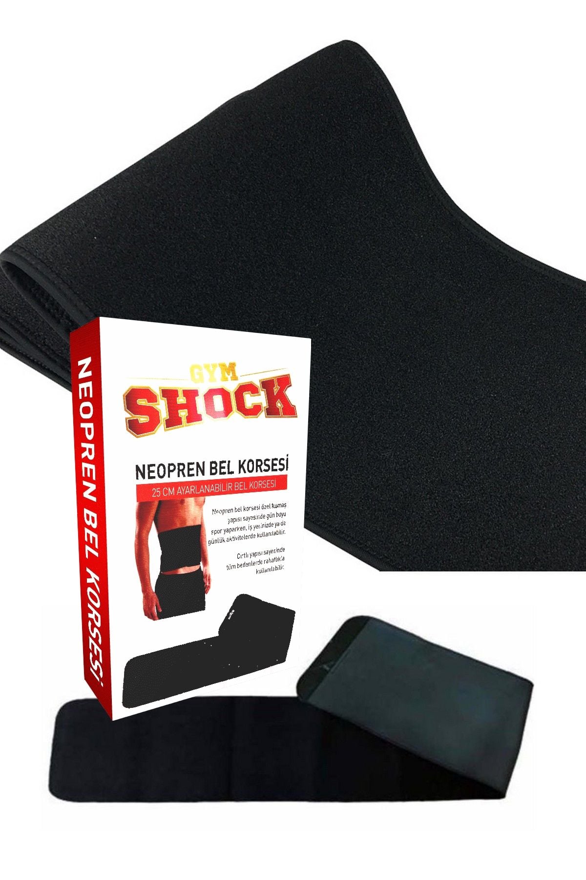 Gym Shock 25x130 cm Neopren Bel Korsesi Siyah