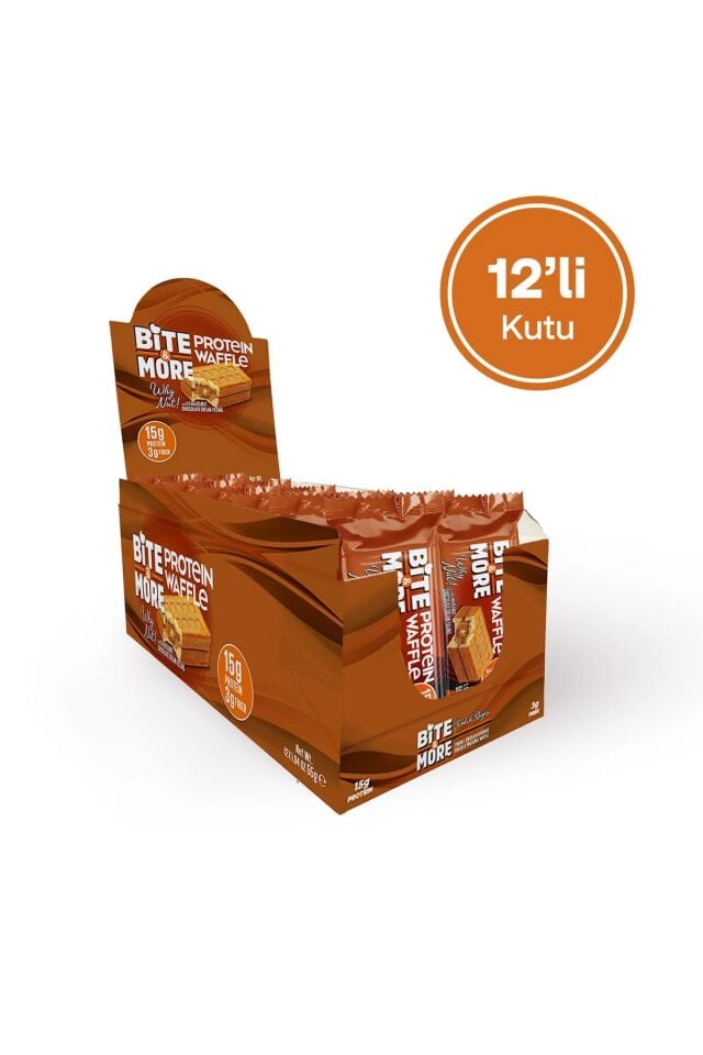 Bite & More Protein Waffle Fındık Rüyası Fındık Çik. Aromalı 55gr x 12 Adet