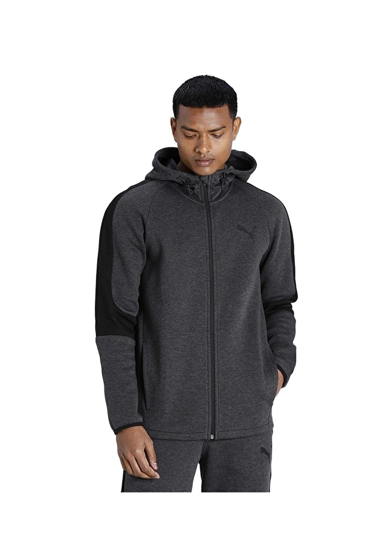 Puma Evostripe Core FZ Hoodie Dark Gray Heather Kapüşonlu Erkek Sweatshirt Koyu Gri 58581207 L