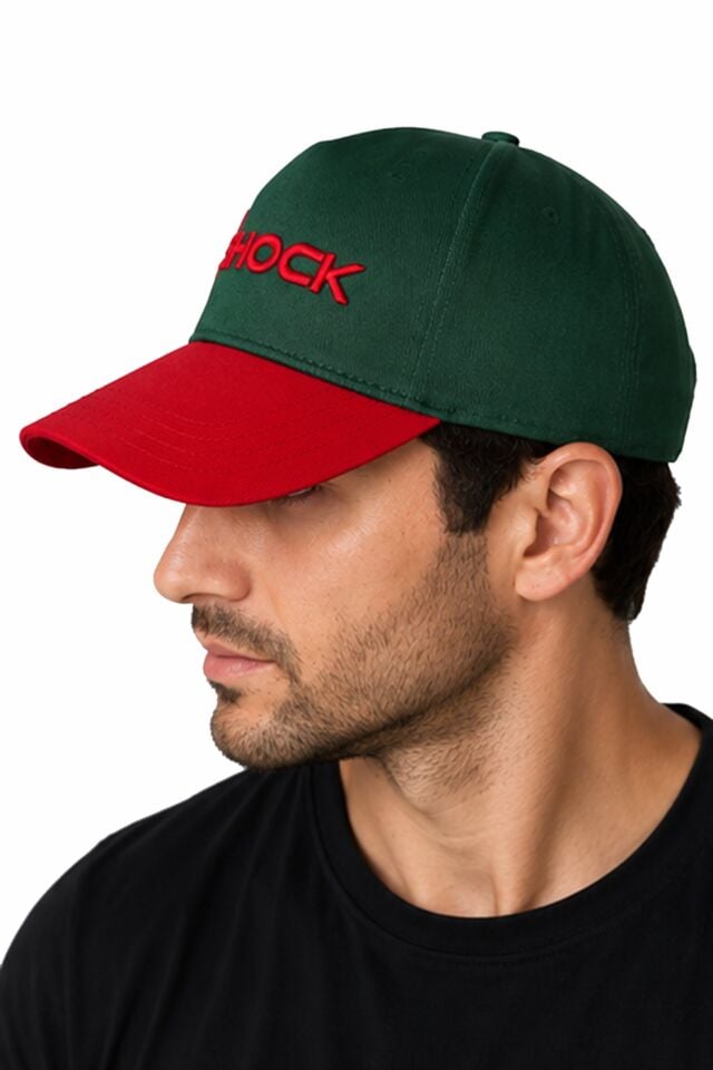 Shock Sports Cap Unisex Spor Şapka Yeşil / Kırmızı Logo