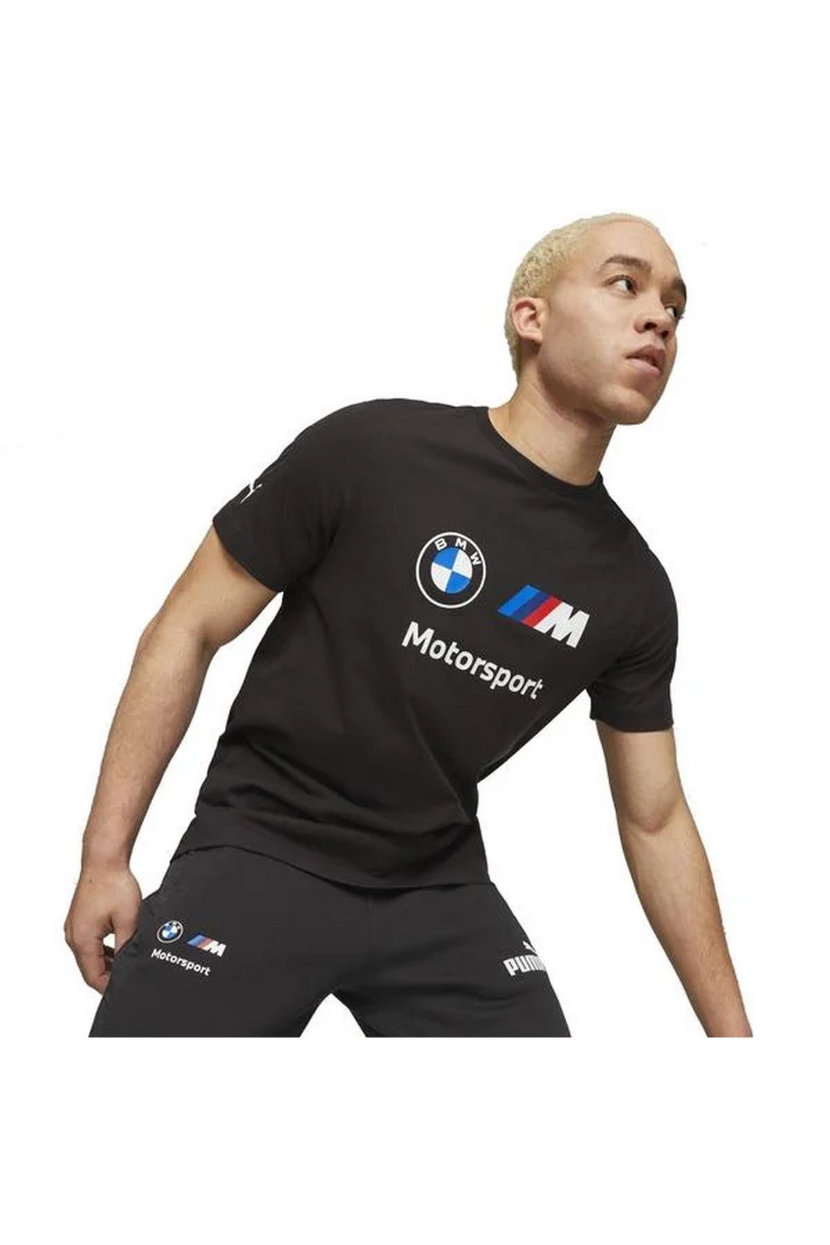 Puma Bmw Mms Essentials Motorsport Logo Tee Puma-Black Unisex Spor Tişört Siyah 62131401