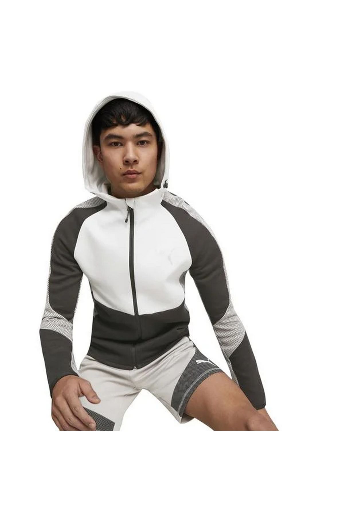 Puma Evostripe Full-Zip Hoodie DK Concrete Gray Unisex Günlük Stil Sweatshirt Gri/Siyah 67593014