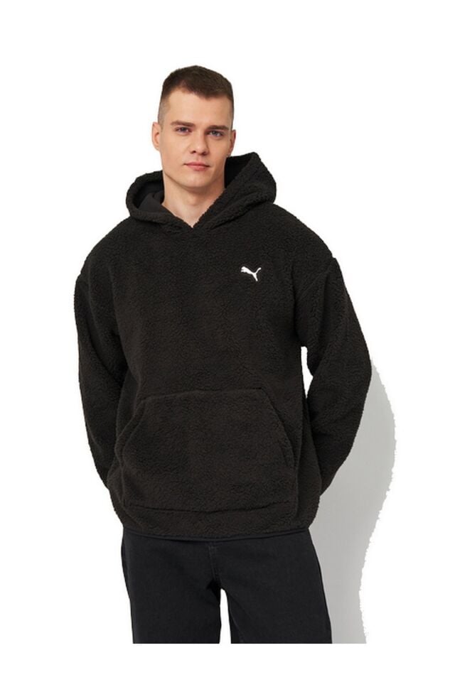 Puma Ess Elevated Sherpa Hoodie Erkek Kapüşonlu Sweatshirt Siyah 68825801