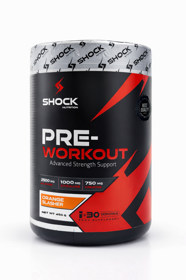 Shock Nutrition Pre Workout Portakal Aromalı 450g 30 Servis