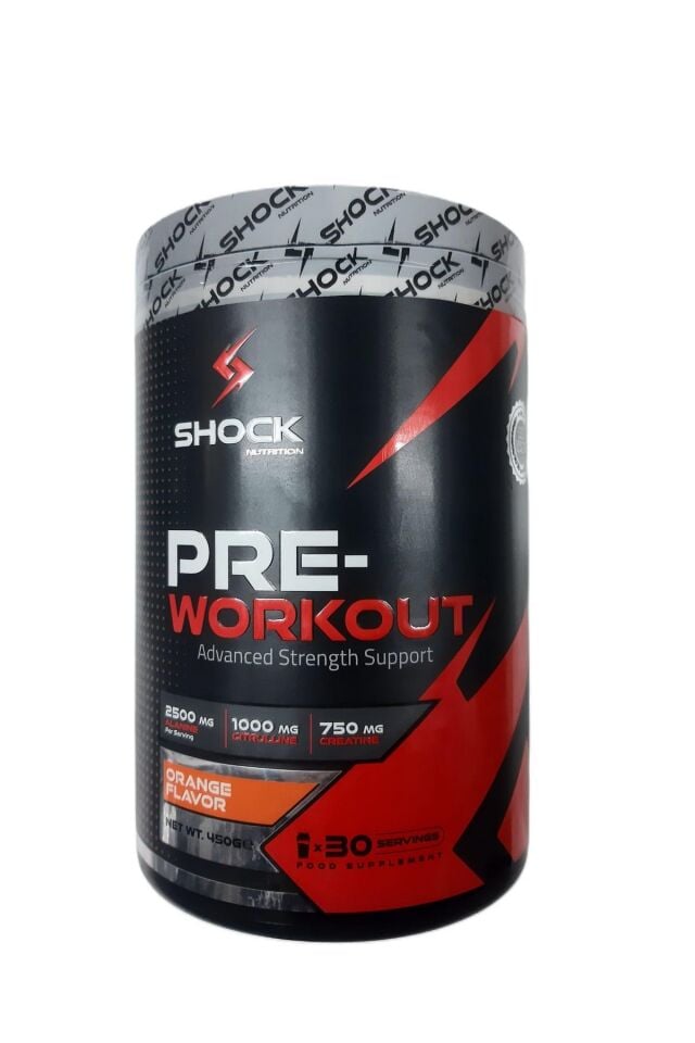 Shock Nutrition Pre Workout Portakal Aromalı 450g 30 Servis