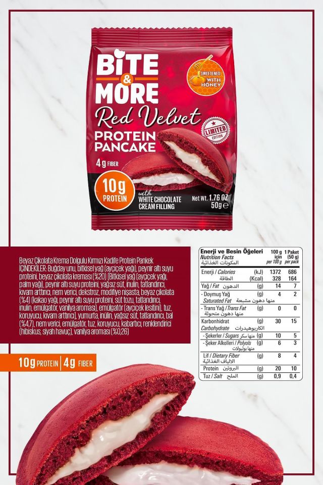 Bite & More Protein Pancake Limited Edition Red Velvet 50g x 12 Adet