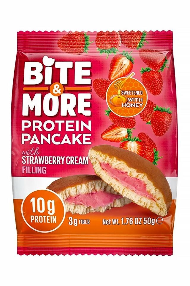 Bite & More Protein Pancake Strawberry Cream 50g x 12 Adet