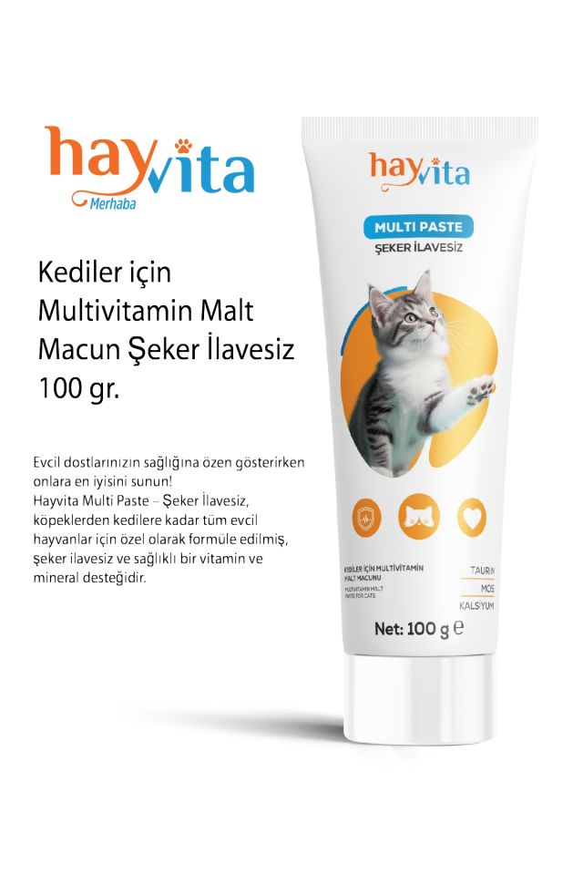 Hayvita Multi Paste Kediler İçin Multivitamin Malt Macun (Fenni Yem) 100g