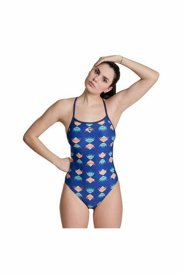 Arena Women's Desert Vibes Swimsuit Booster Back Bayan Yüzücü Mayo Mavi 006638750