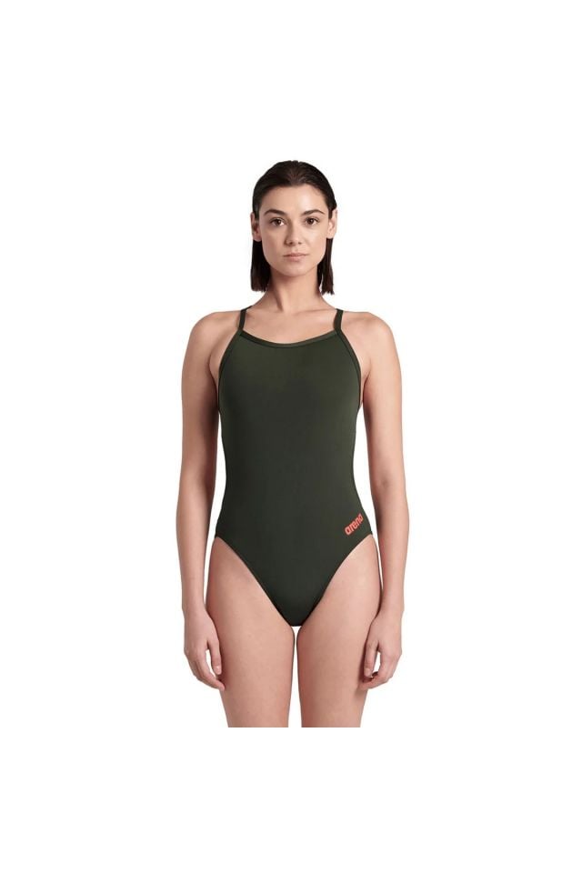 Arena Women's Team Swimsuit Challenge Solid Bayan Yüzücü Mayo Dark Sage 004766900