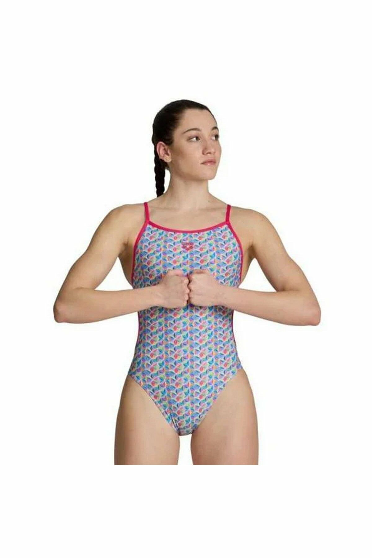 Arena Women's Arena Starfish Swimsuit Lace Bac Bayan Yüzücü Mayo Pembe 006637910 34
