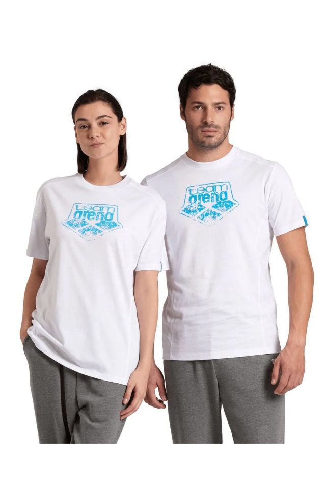 Arena Logo T-shirt Cotton Unisex Pamuklu Penye Tişört Beyaz 005336101