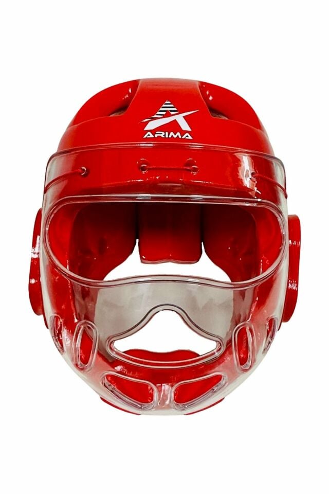 Arima Taekwondo Headgear Koruyucu Camlı Kask Kırmızı M