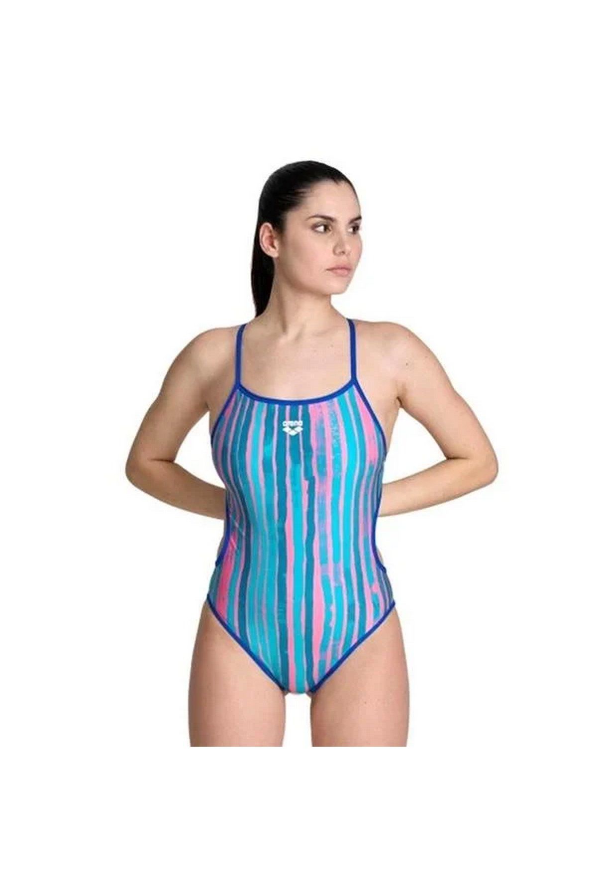 Arena Women's Arena Reversible Swimsuit Challenge Bayan Çift Taraflı Yüzücü Mayo Mavi 006633850 34