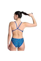 Arena Women's Arena Reversible Swimsuit Challenge Bayan Çift Taraflı Yüzücü Mayo Mavi 006633850 38