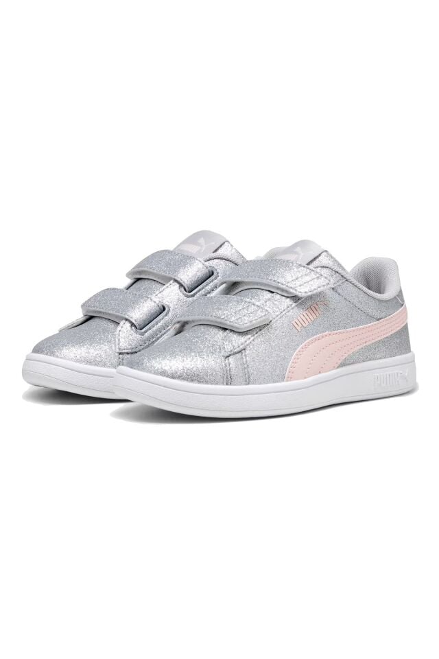 Puma Smash 3.0 Gliz Glam V PS Unisex Çocuk Spor Ayakkabı Gri/Pembe 39468602