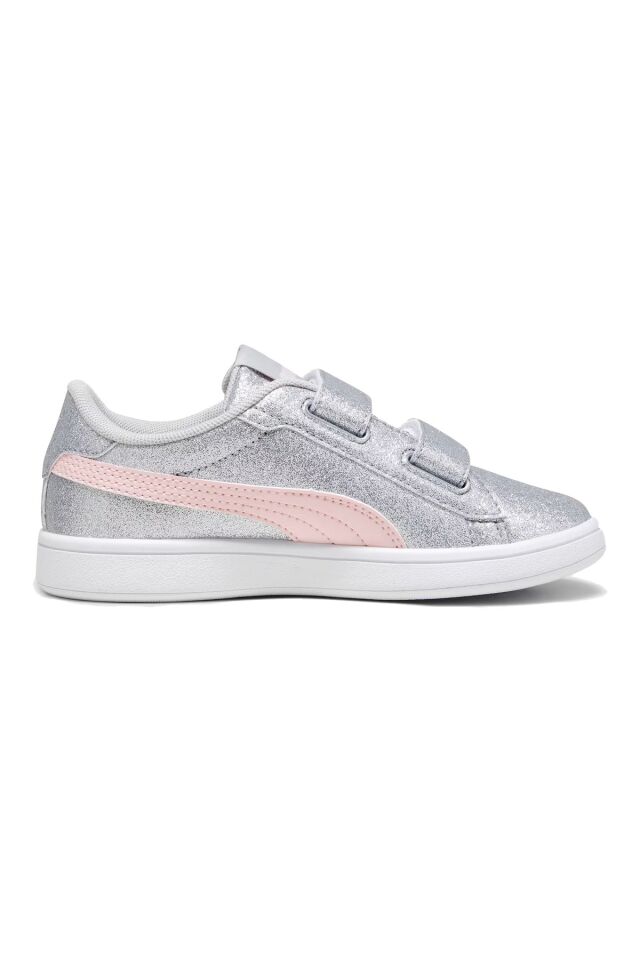 Puma Smash 3.0 Gliz Glam V PS Unisex Çocuk Spor Ayakkabı Gri/Pembe 39468602